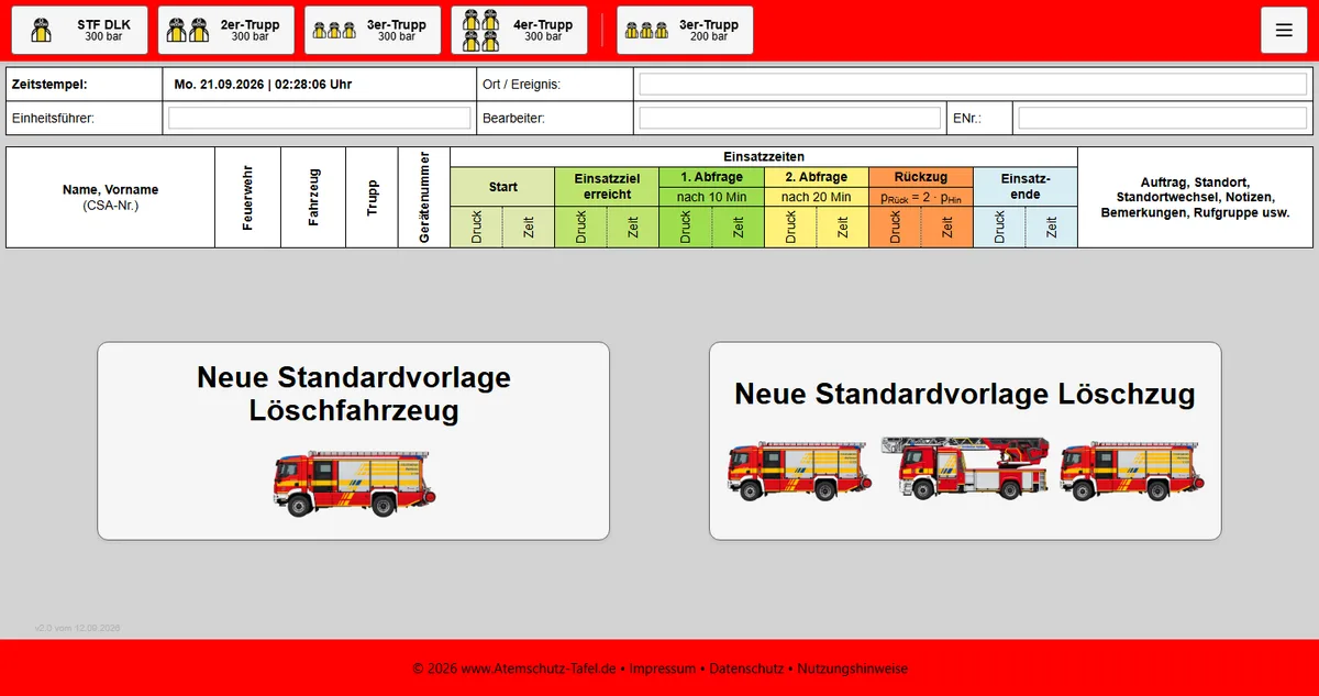 Atemschutz-Tafel · Fire Service App